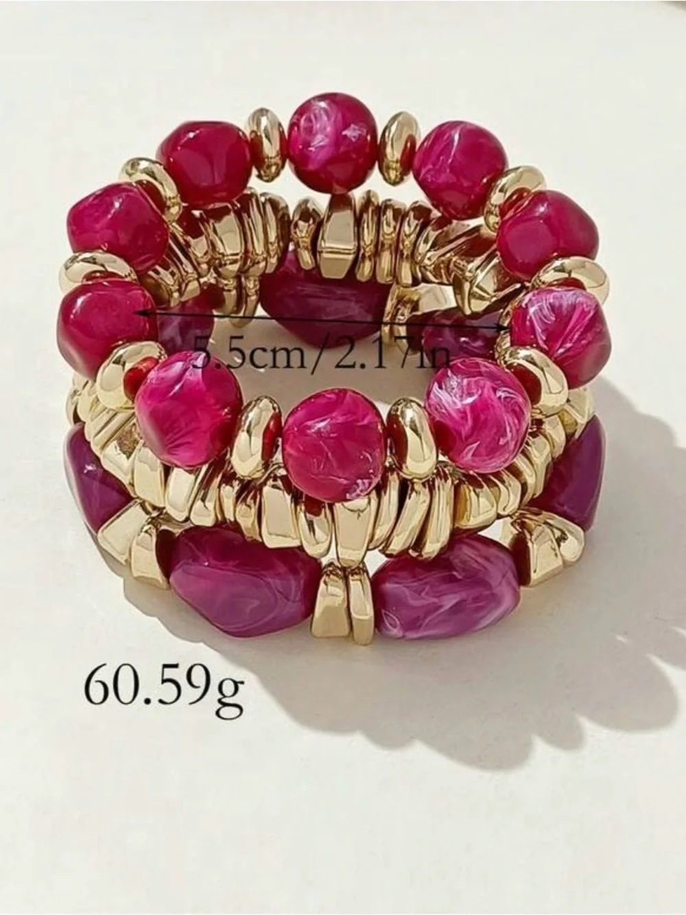 3pcs vintage boho Gold-Tone Bracelet-thick multi layer brown acrylic beaded